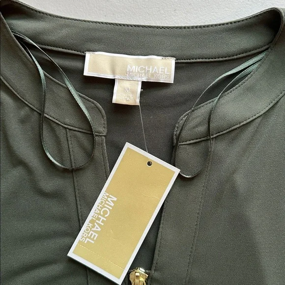 NWT Michael Kors Dark Green Long Sleeve Dress Size M. - Picture 14 of 16